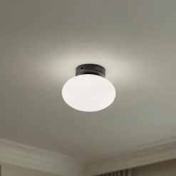 Domiluce Loftlampe Ufo, sort/hvid, Ø 18 cm, glas, G9