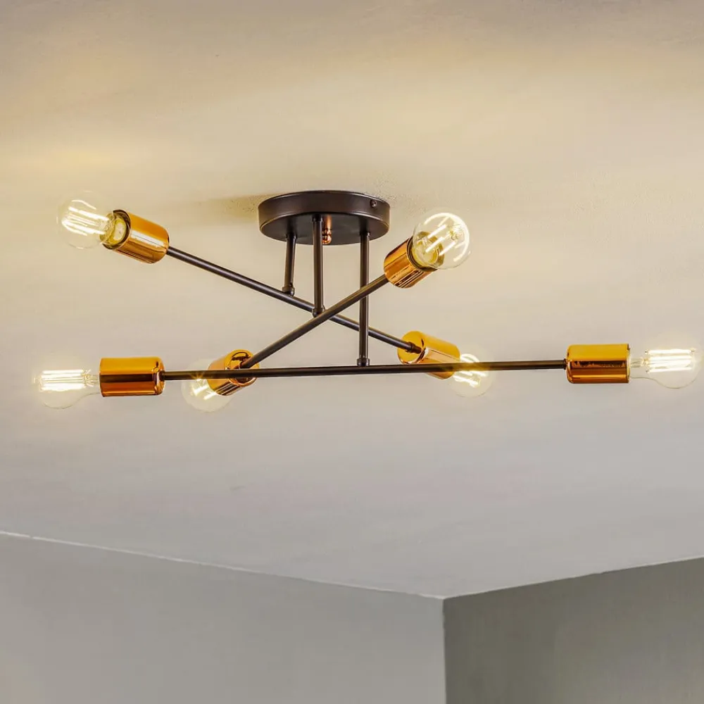 Loftlampe Veken 6B i sort og kobber^EMIBIG LIGHTING Online