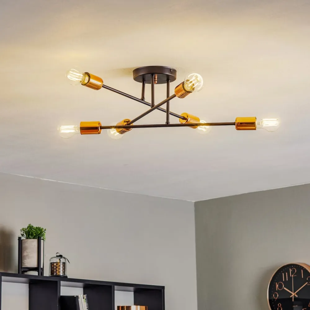 Loftlampe Veken 6B i sort og kobber^EMIBIG LIGHTING Online