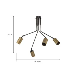 EMIBIG LIGHTING Loftlampe Verno 4 Black i sort og guld