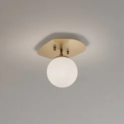 Opviq Loftlamper|Loftlamper>Loftlampe Well, guldfarvet, glas, Ø 20 cm, E14