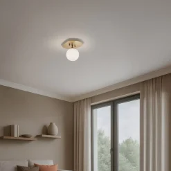 Opviq Loftlamper|Loftlamper>Loftlampe Well, guldfarvet, glas, Ø 20 cm, E14