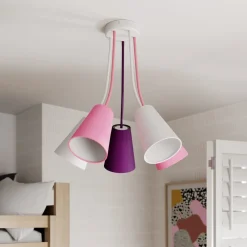 Loftlampe Wire Kids 5 lyskilder, hvid/pink/violet^TK Lighting Hot