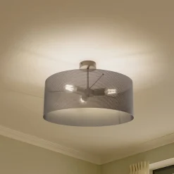 Domiluce Loftlampe Zofia, kaffebrun, metal, Ø 50 cm, 3 lyskilder, E27