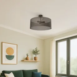 Domiluce Loftlampe Zofia, kaffebrun, metal, Ø 50 cm, 3 lyskilder, E27