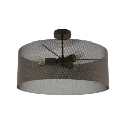 Domiluce Loftlampe Zofia, kaffebrun, metal, Ø 50 cm, 3 lyskilder, E27