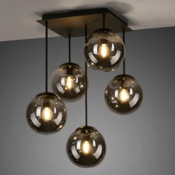 JUST LIGHT. GmbH Loftslampe Big Widow, glaskugler, fem flammer