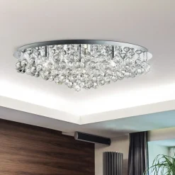 Searchlight Loftslampe Hanna krom glas krystal kugler 80 cm