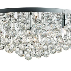 Searchlight Loftslampe Hanna krom glas krystal kugler 80 cm