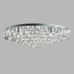 Searchlight Loftslampe Hanna krom glas krystal kugler 80 cm