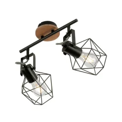 JUST LIGHT. GmbH Loftlamper>Loftslampe Jaro justerbar sort/træ 2-lys