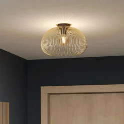 EGLO Loftslampe Venezuela, skærm lavet af gyldne stænger