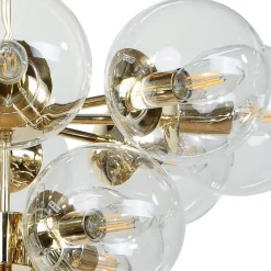 Domiluce Loftlamper|Loftlamper>Loftslampe Zumba, glas/metal, guld/klar, 13-flammet