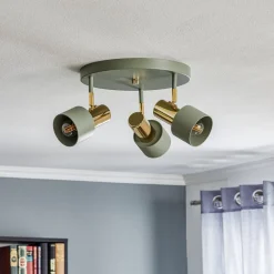 Argon Loftspot Destin, 3 lyskilder grøn/messing