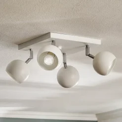 SOLLUX LIGHTING Loftspot Flame, hvid, 4 lyskilder, firkantet