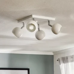 SOLLUX LIGHTING Loftspot Flame, hvid, 4 lyskilder, firkantet