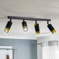 EMIBIG LIGHTING Loftlamper|Spotlights>Loftspot Kumo sort/guld med 4 lyskilder