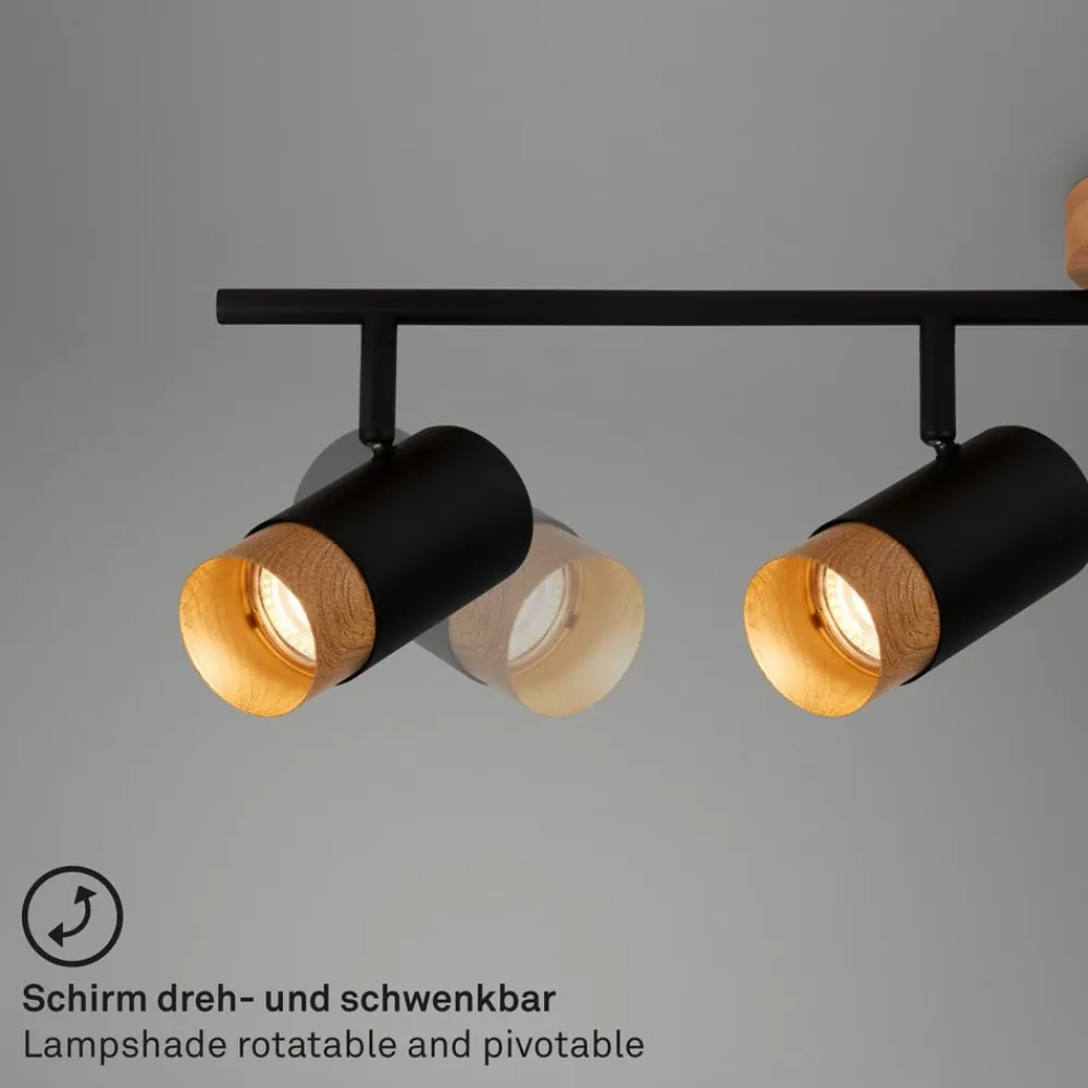 Briloner Loftlamper|Spotlights>Loftspot Plek GU10 sort/træ fireflammet