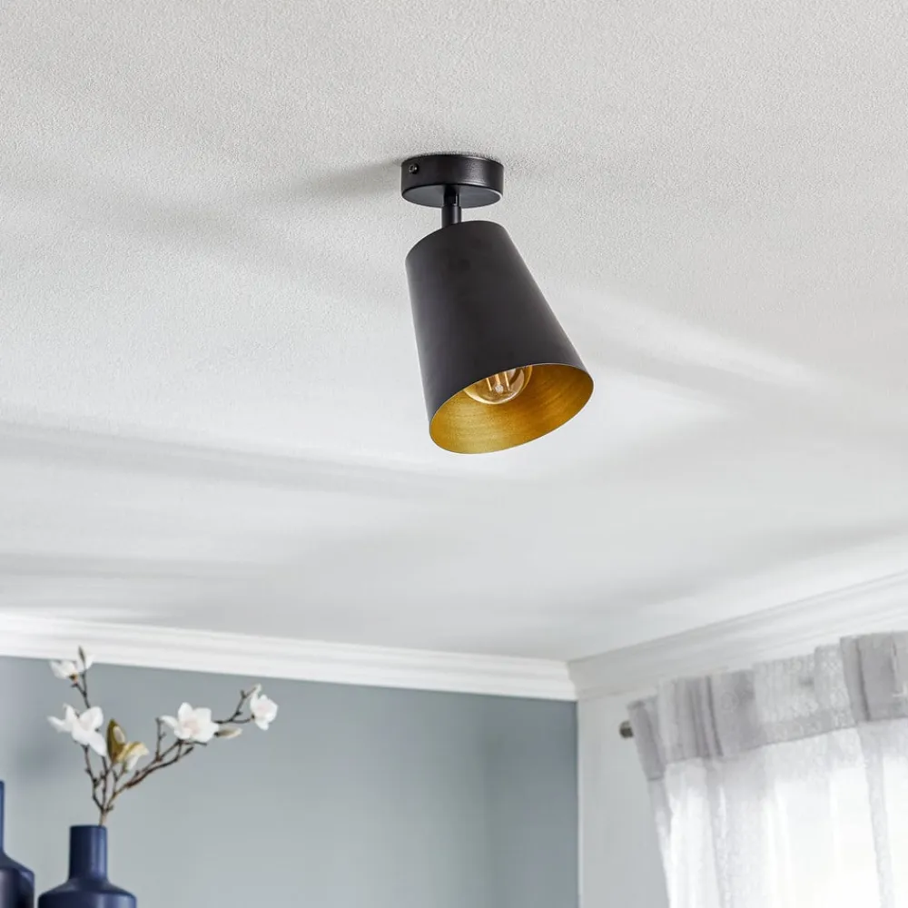 EMIBIG LIGHTING Spotlights>Loftspot Prism, 1 lyskilde, sort/guld