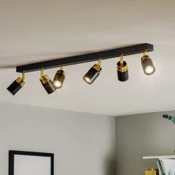 Loftspot Reno, 6 lyskilder, sort/guld^Luminex Hot