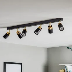 Loftspot Reno, 6 lyskilder, sort/guld^Luminex Hot