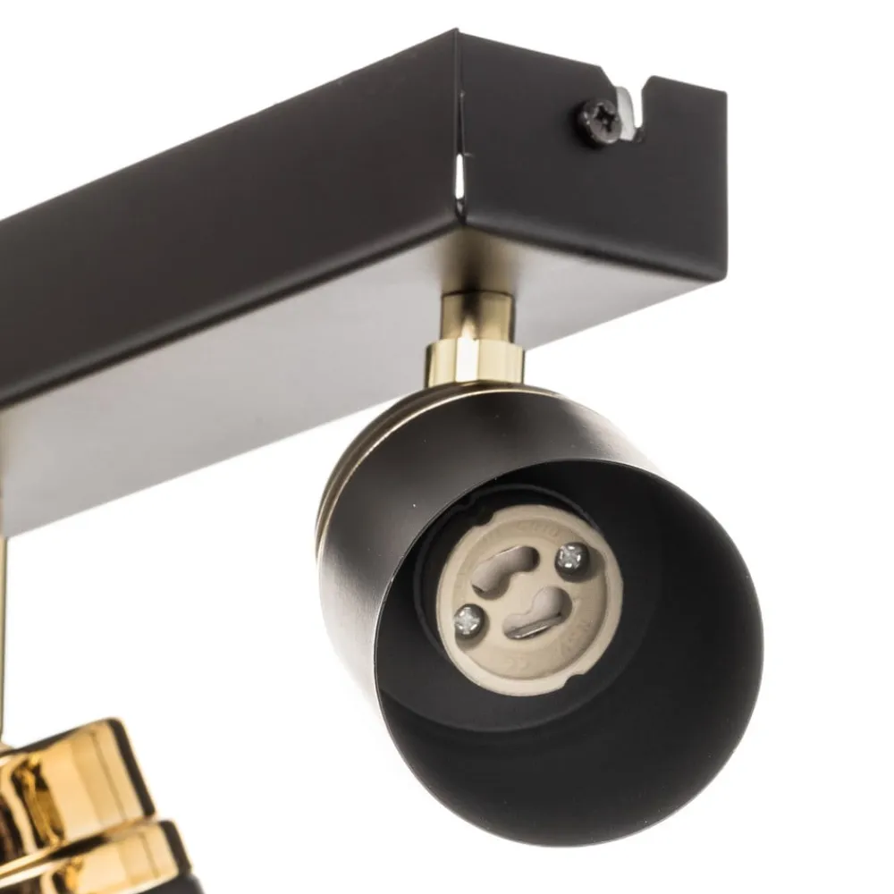 Loftspot Reno, 6 lyskilder, sort/guld^Luminex Hot