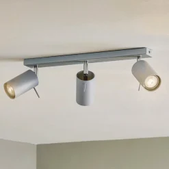 SOLLUX LIGHTING Loftspot Round, grå, 3 lyskilder lineær