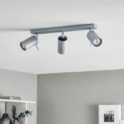 SOLLUX LIGHTING Loftspot Round, grå, 3 lyskilder lineær