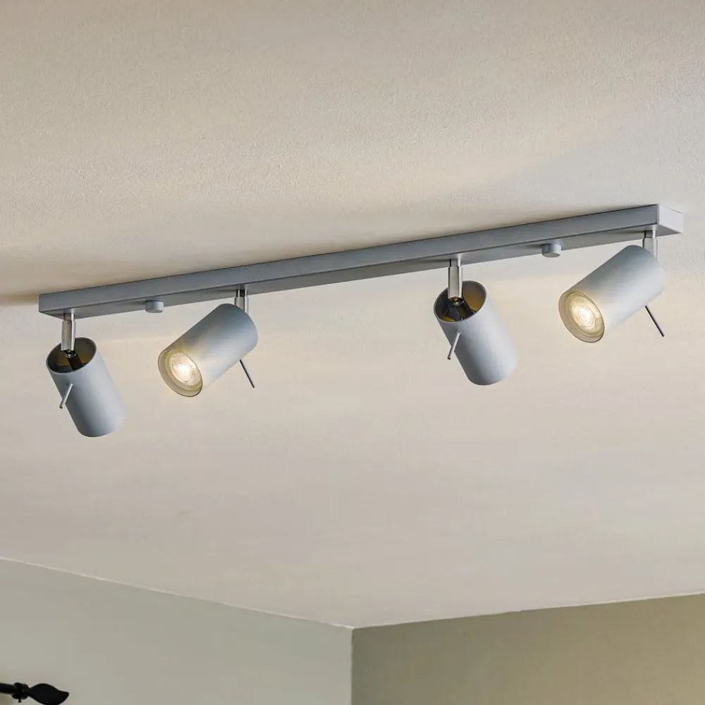 SOLLUX LIGHTING Loftlamper>Loftspot Round, grå, 4 lyskilder lineær