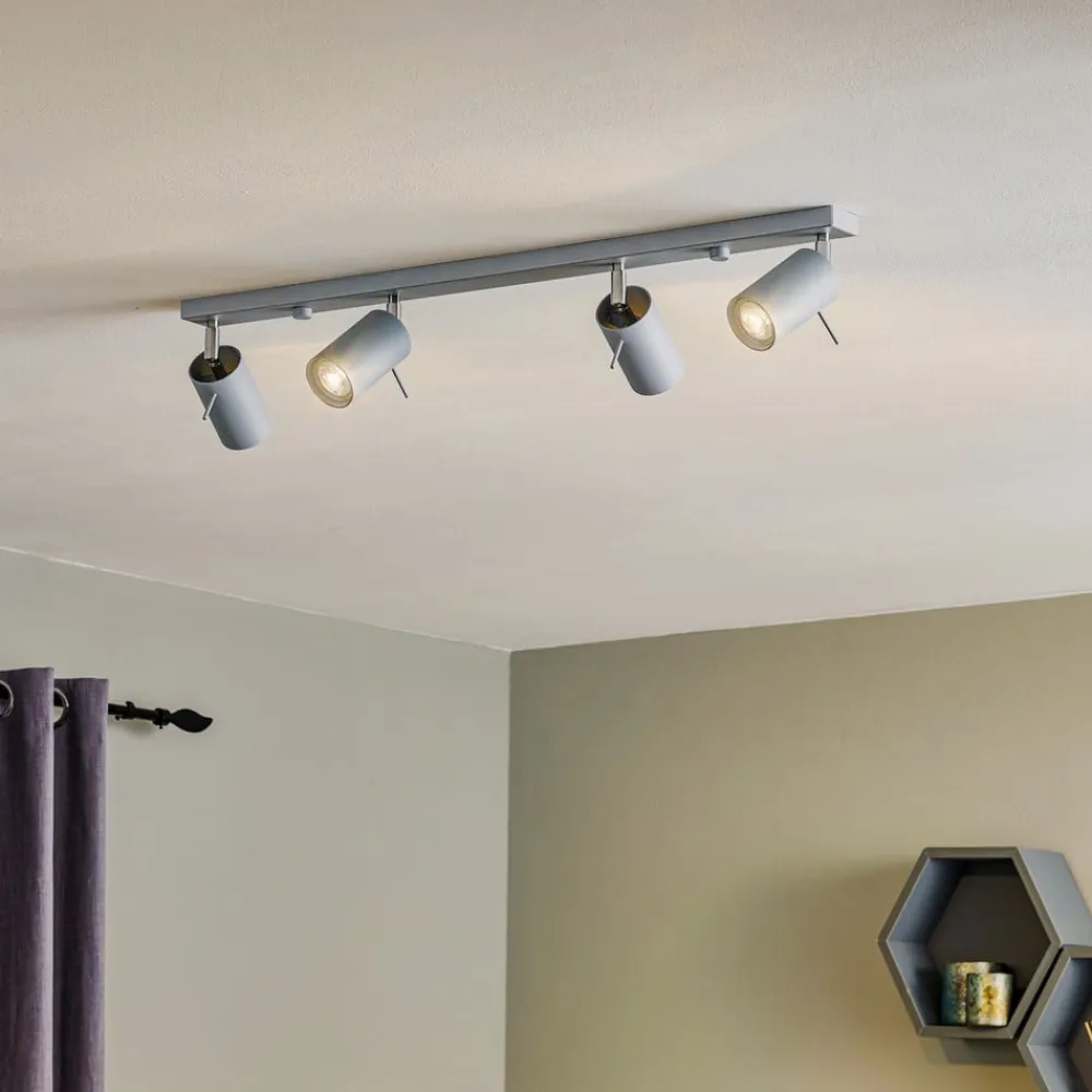 SOLLUX LIGHTING Loftlamper>Loftspot Round, grå, 4 lyskilder lineær