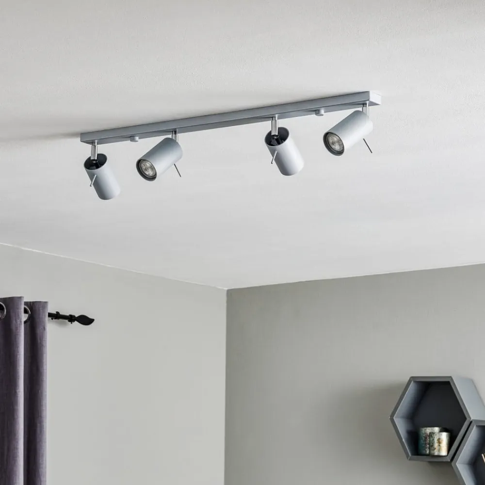 SOLLUX LIGHTING Loftlamper>Loftspot Round, grå, 4 lyskilder lineær