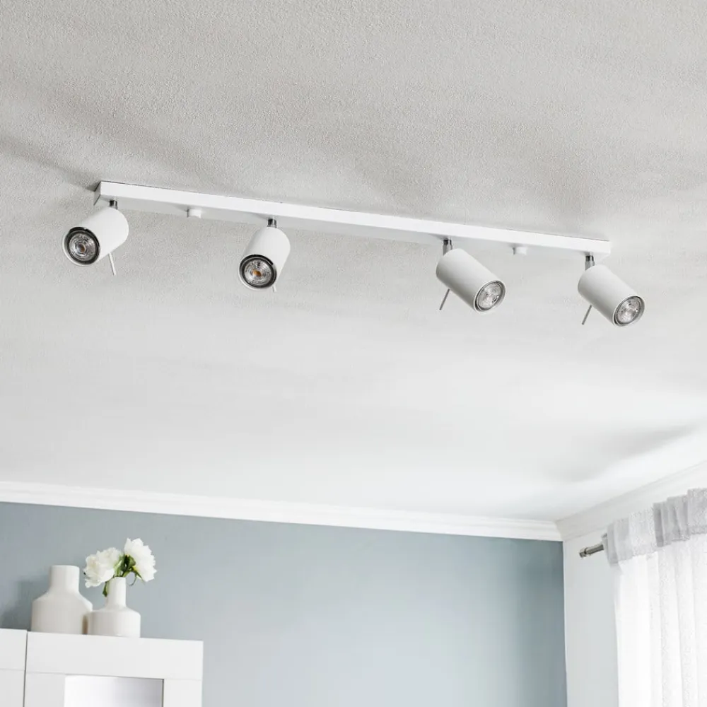 SOLLUX LIGHTING Loftspot Round, hvid, 4 lyskilder lineær