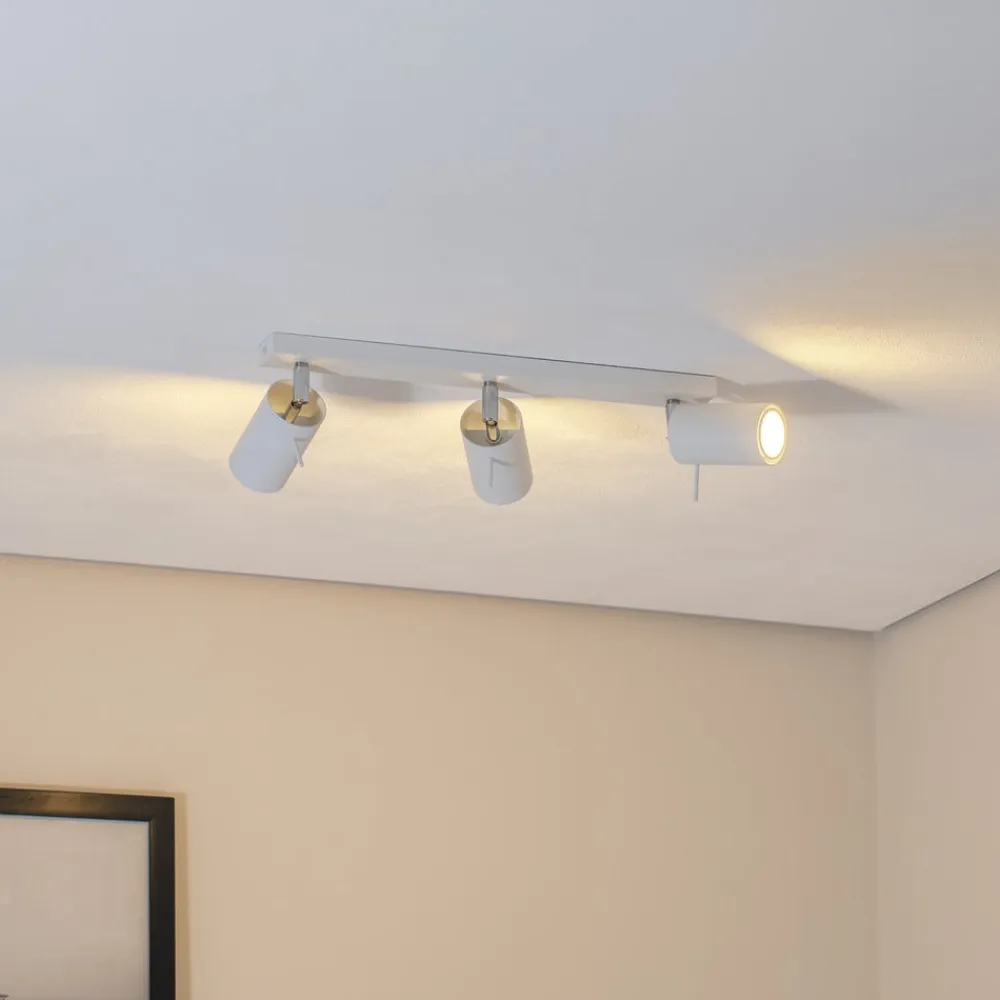 SOLLUX LIGHTING Loftspot Round, hvid, 3 lyskilder lineær