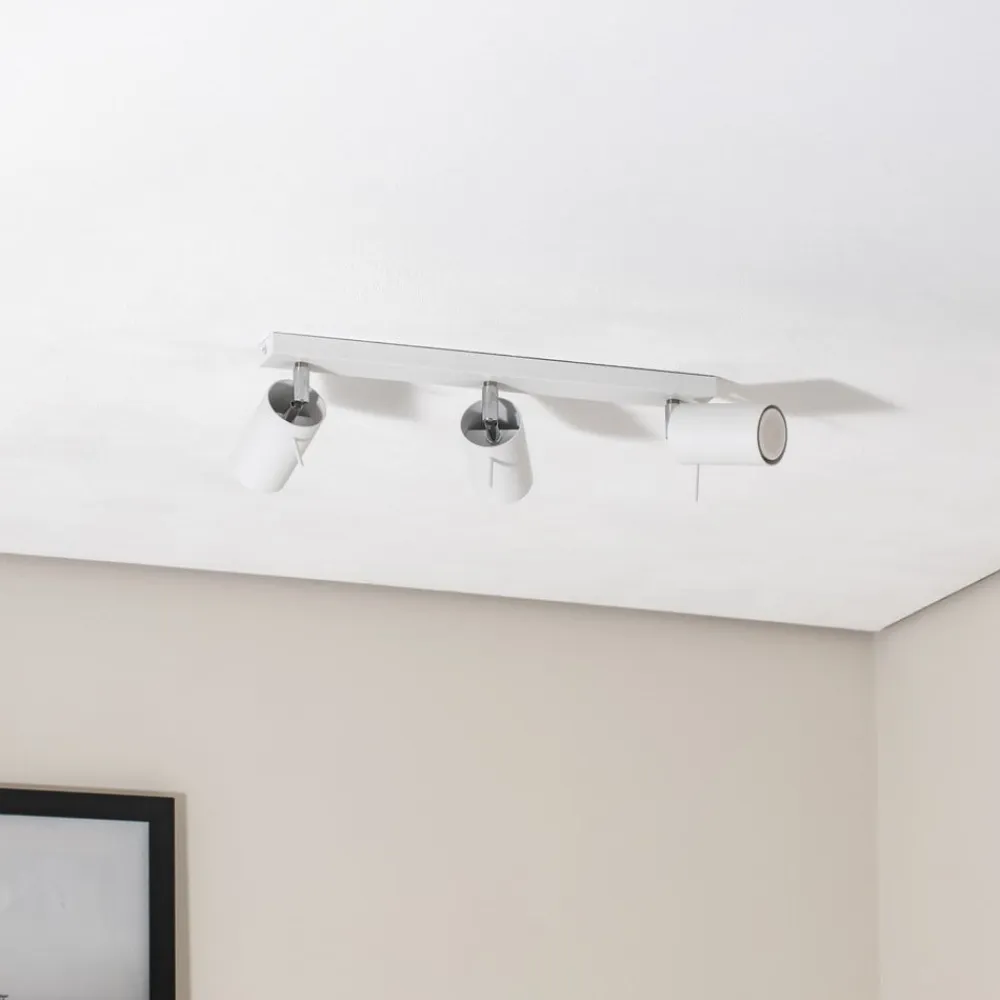 SOLLUX LIGHTING Loftspot Round, hvid, 3 lyskilder lineær