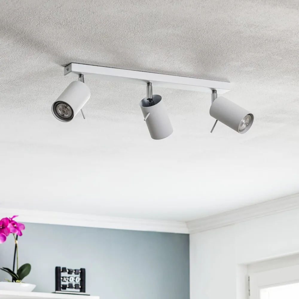 SOLLUX LIGHTING Loftspot Round, hvid, 3 lyskilder lineær