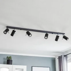 SOLLUX LIGHTING Loftspot Round i sort, 6 lyskilder lineær