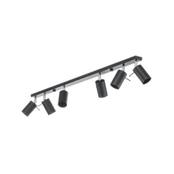 SOLLUX LIGHTING Loftspot Round i sort, 6 lyskilder lineær