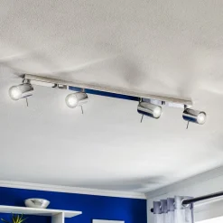 SOLLUX LIGHTING Loftspot Round, krom, 4 lyskilder lineær