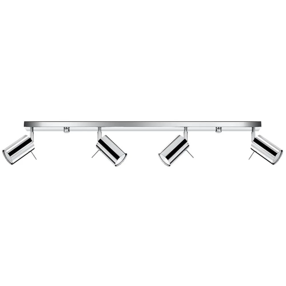 SOLLUX LIGHTING Loftspot Round, krom, 4 lyskilder lineær