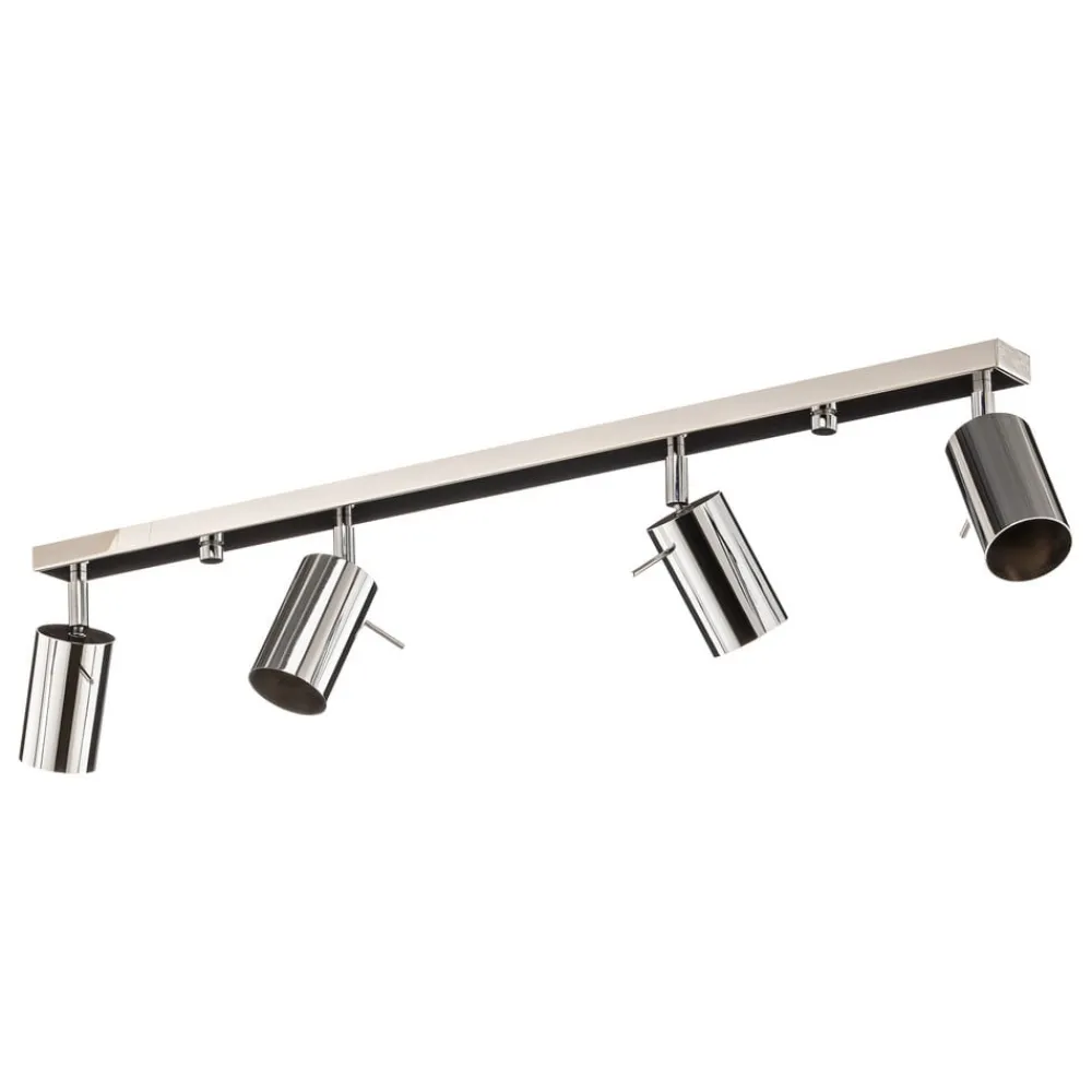 SOLLUX LIGHTING Loftspot Round, krom, 4 lyskilder lineær