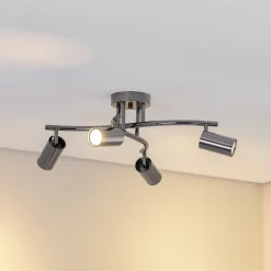 Lucea Loftspot, sort-krom, 4 lyskilder