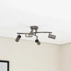 Lucea Loftspot, sort-krom, 4 lyskilder