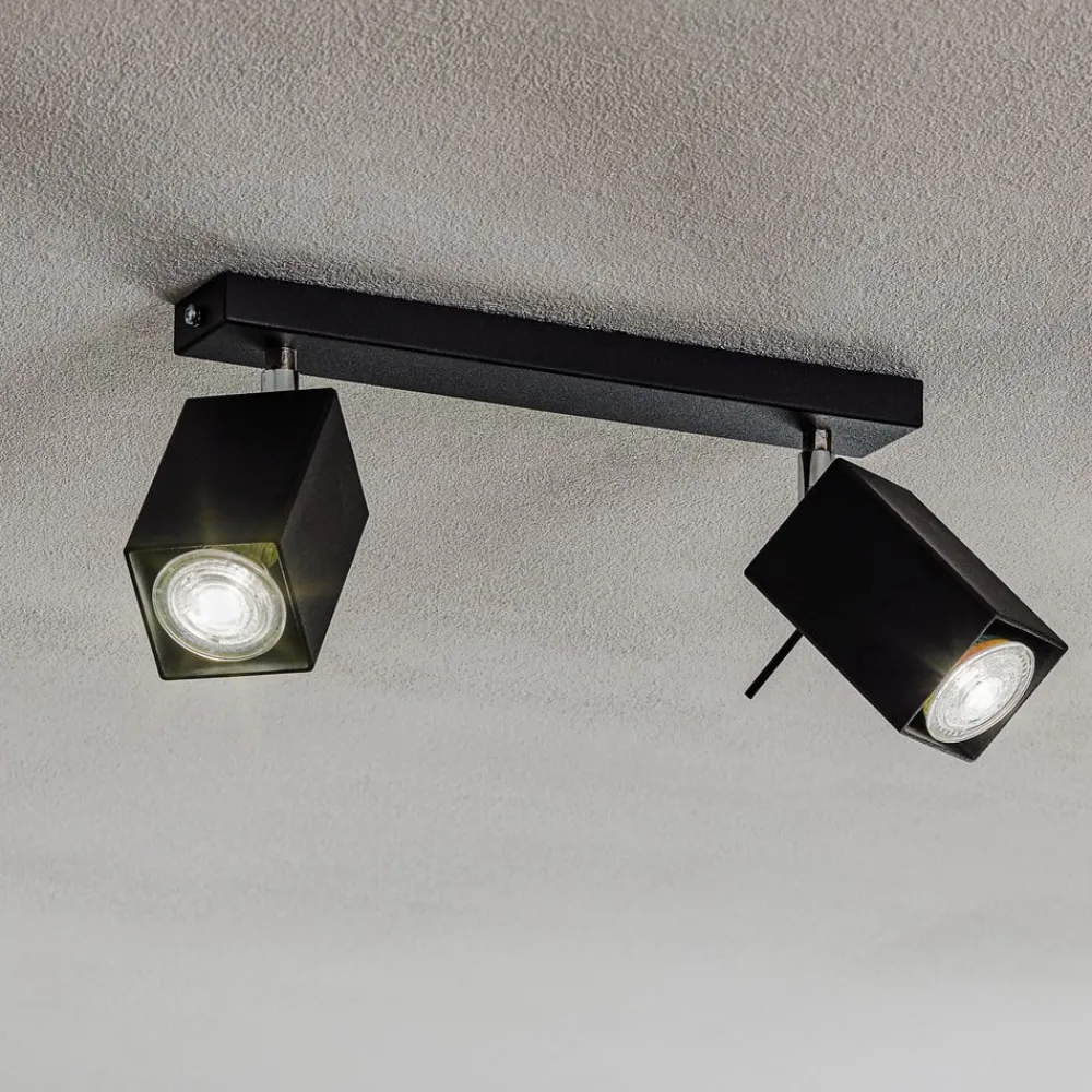 SOLLUX LIGHTING Loftlamper|Spotlights>Loftspot Square, sort, 2 lyskilder