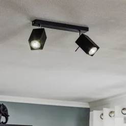 SOLLUX LIGHTING Loftlamper|Spotlights>Loftspot Square, sort, 2 lyskilder