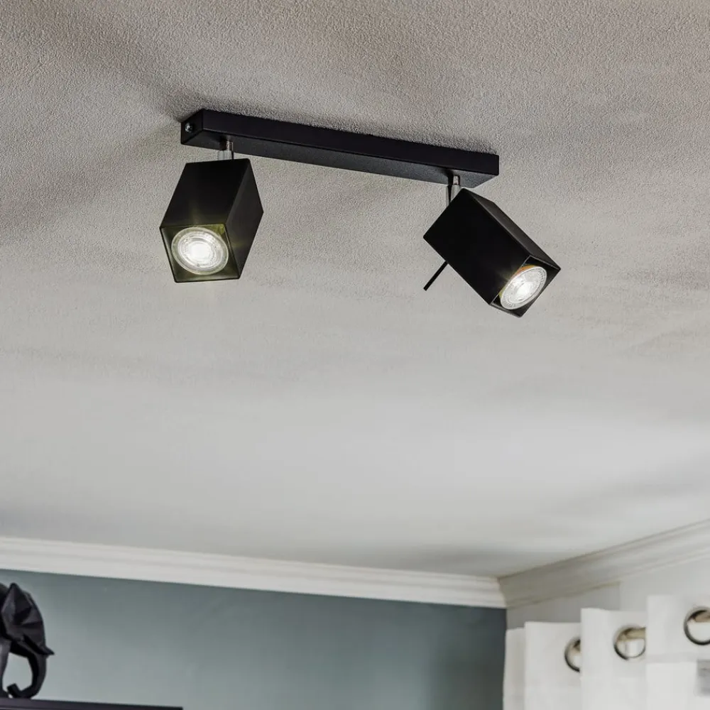 SOLLUX LIGHTING Loftlamper|Spotlights>Loftspot Square, sort, 2 lyskilder