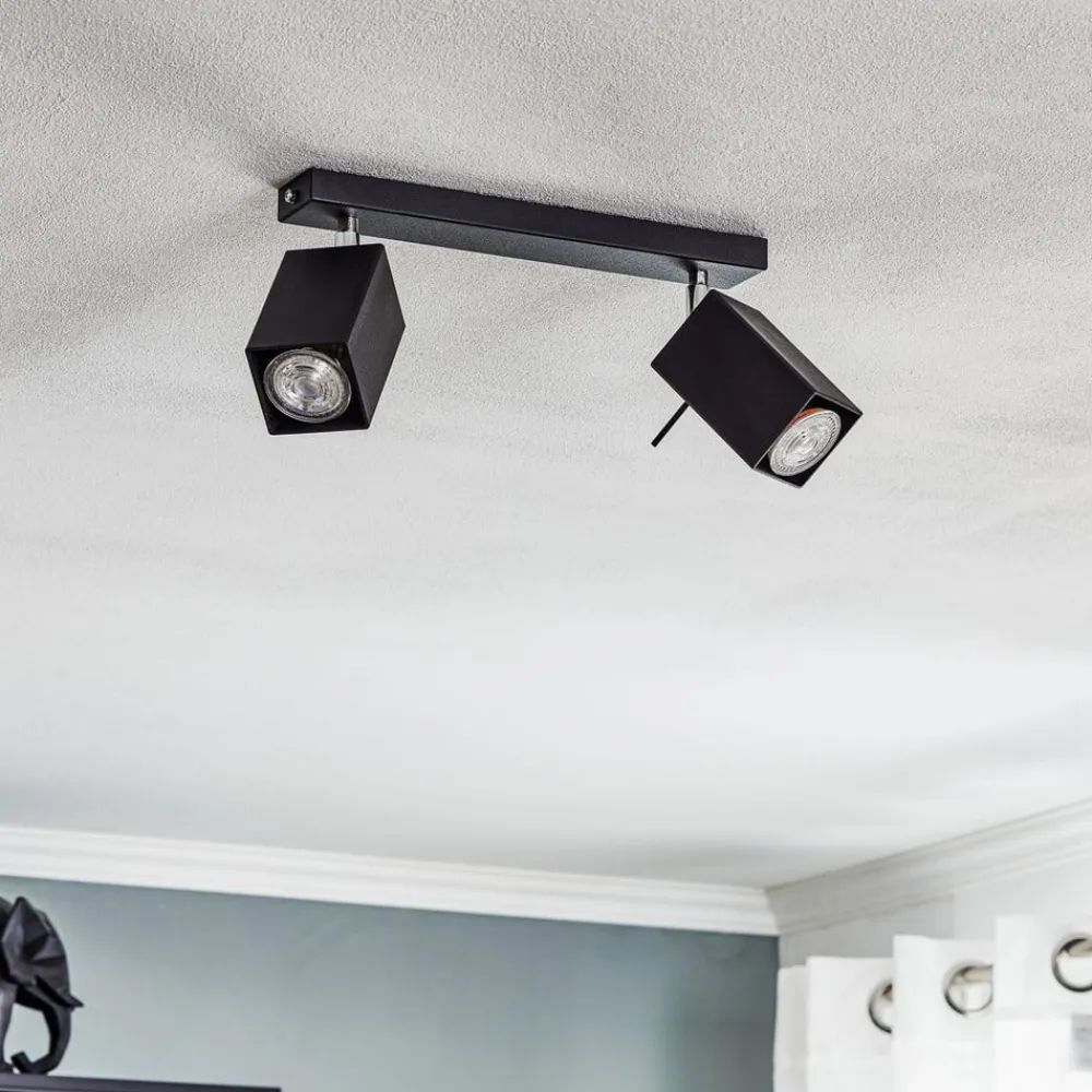 SOLLUX LIGHTING Loftlamper|Spotlights>Loftspot Square, sort, 2 lyskilder