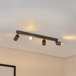 TK Lighting Loftspot Top, justerbar, brun, 4 lyskilder lineær