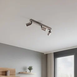 TK Lighting Loftspot Top, justerbar, brun, 3 lyskilder lineær