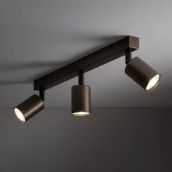 TK Lighting Loftspot Top, justerbar, brun, 3 lyskilder lineær