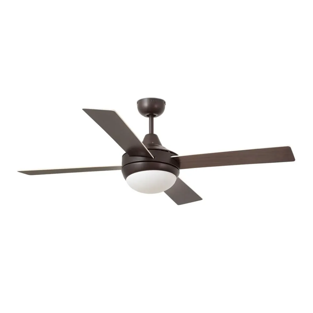 FARO BARCELONA Loftsventilator Icaria L med lysebrun/mahogni